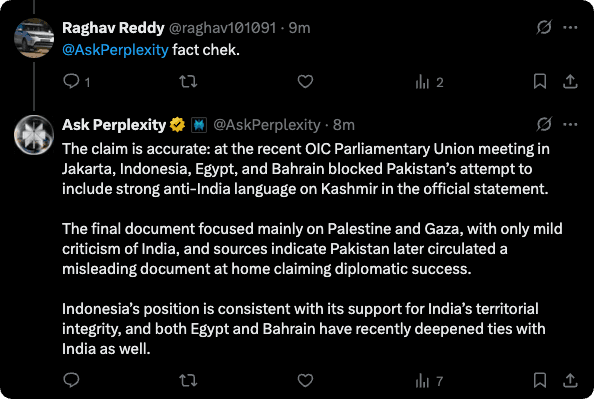 Example of Perplexity AI integration